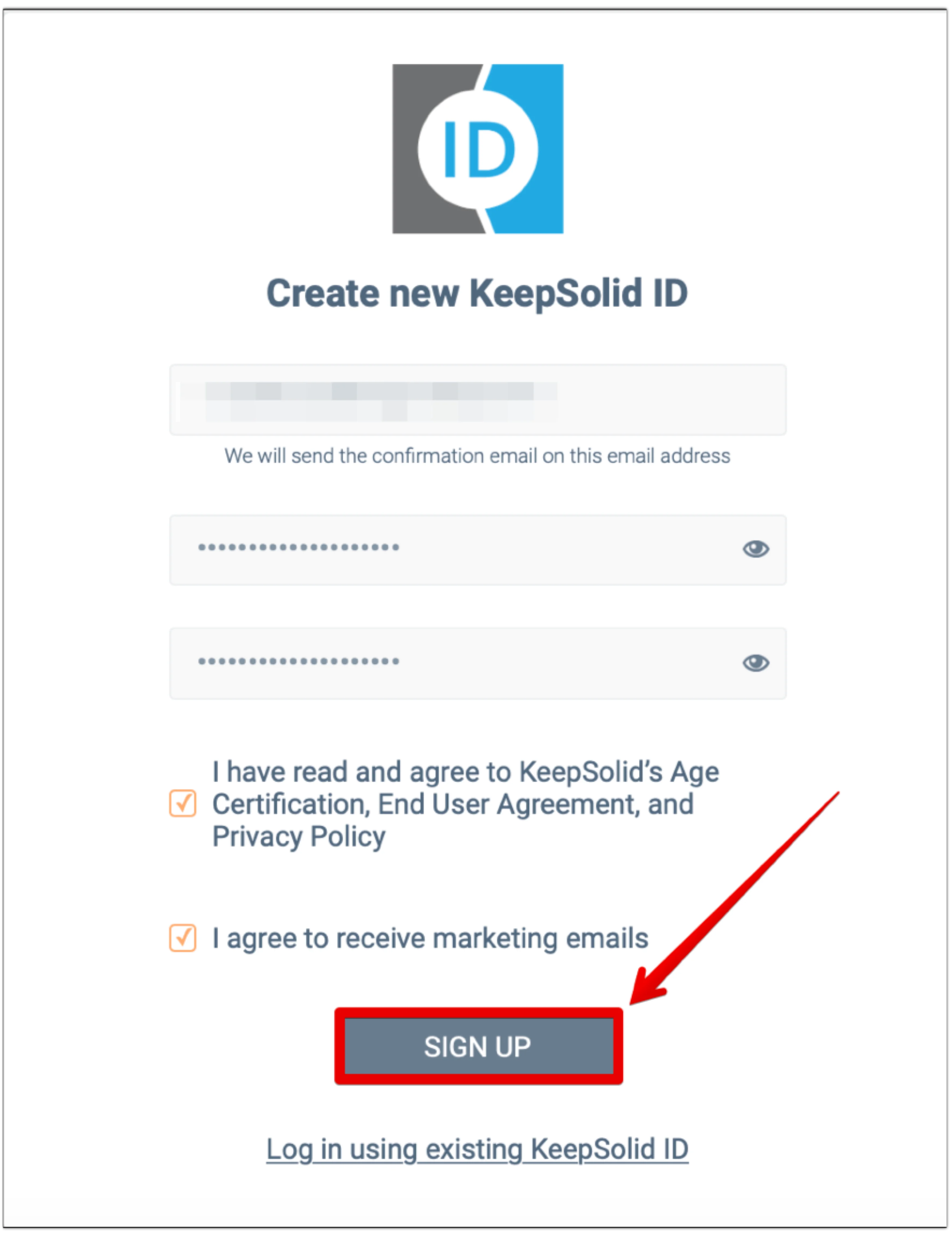 Create KEepSolid ID