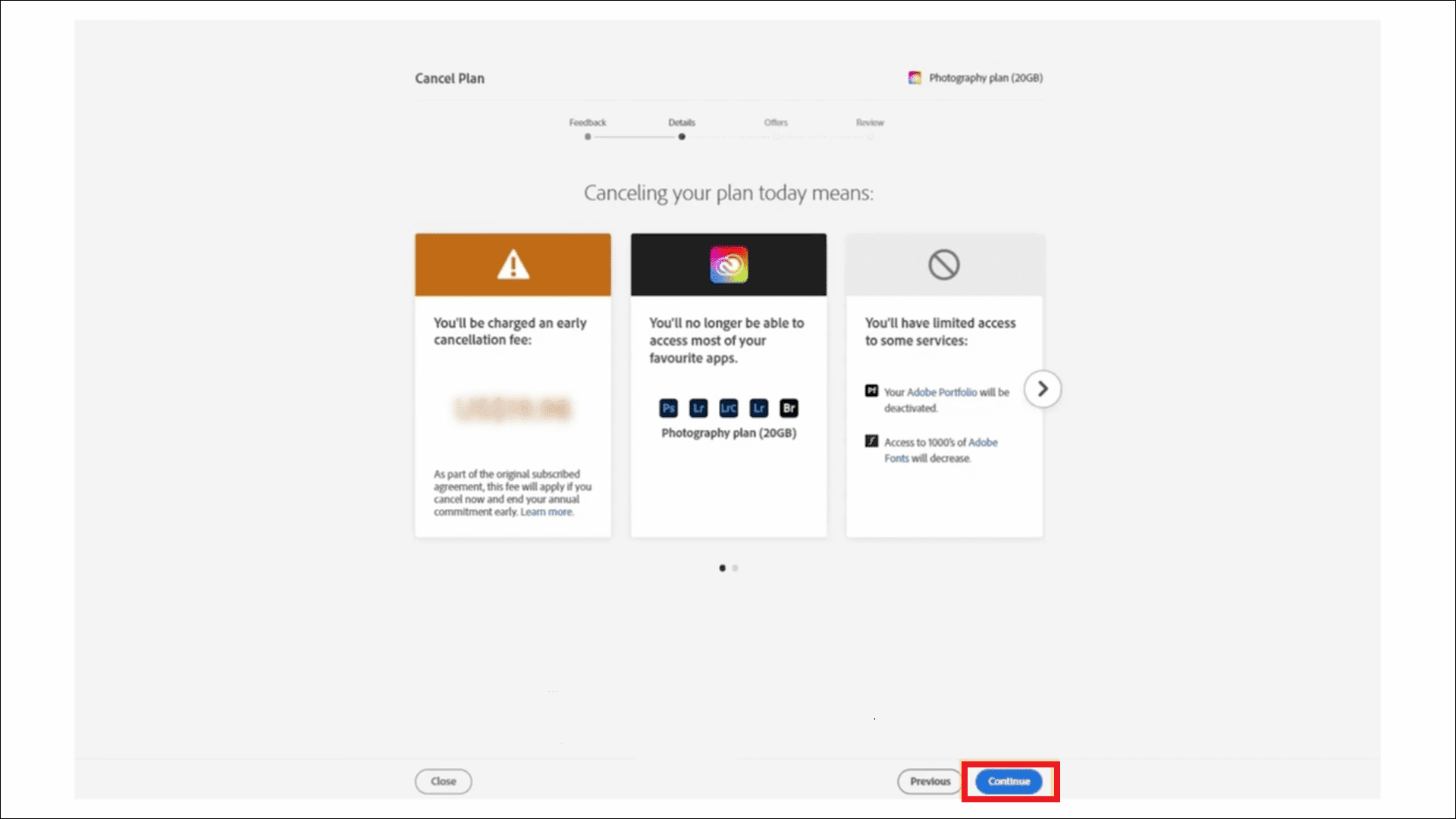 If you still want to proceed, select continue