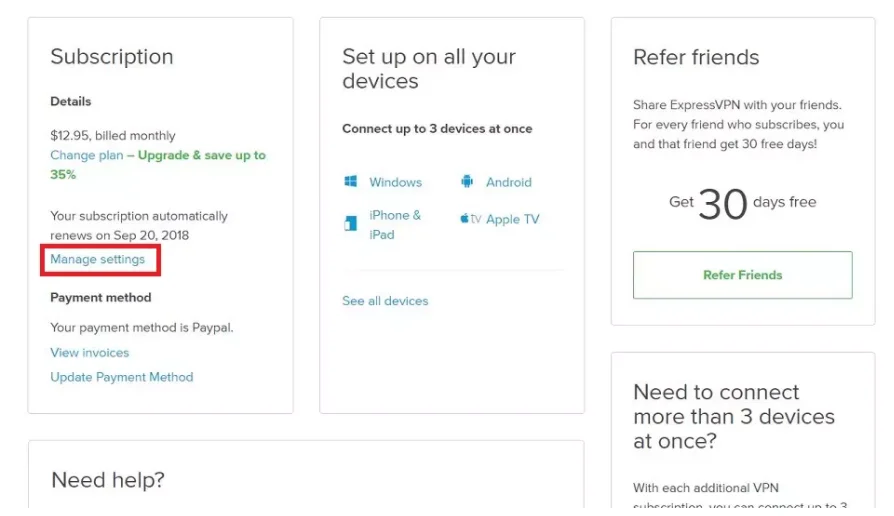 expressvpn Manage Settings