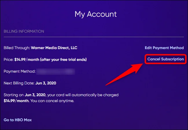 Select the Cancel Sub