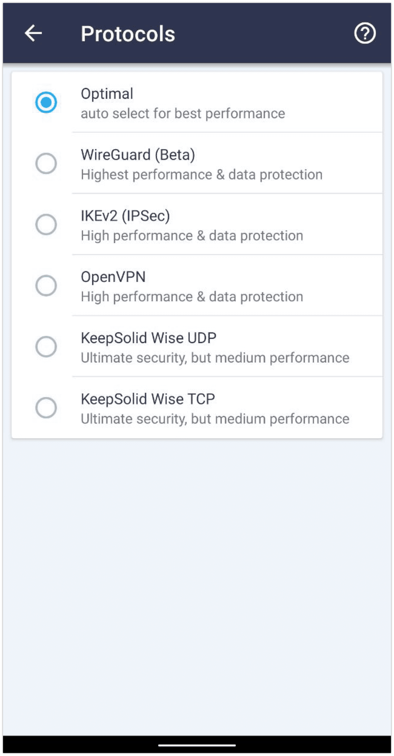 Changer de protocole VPN
