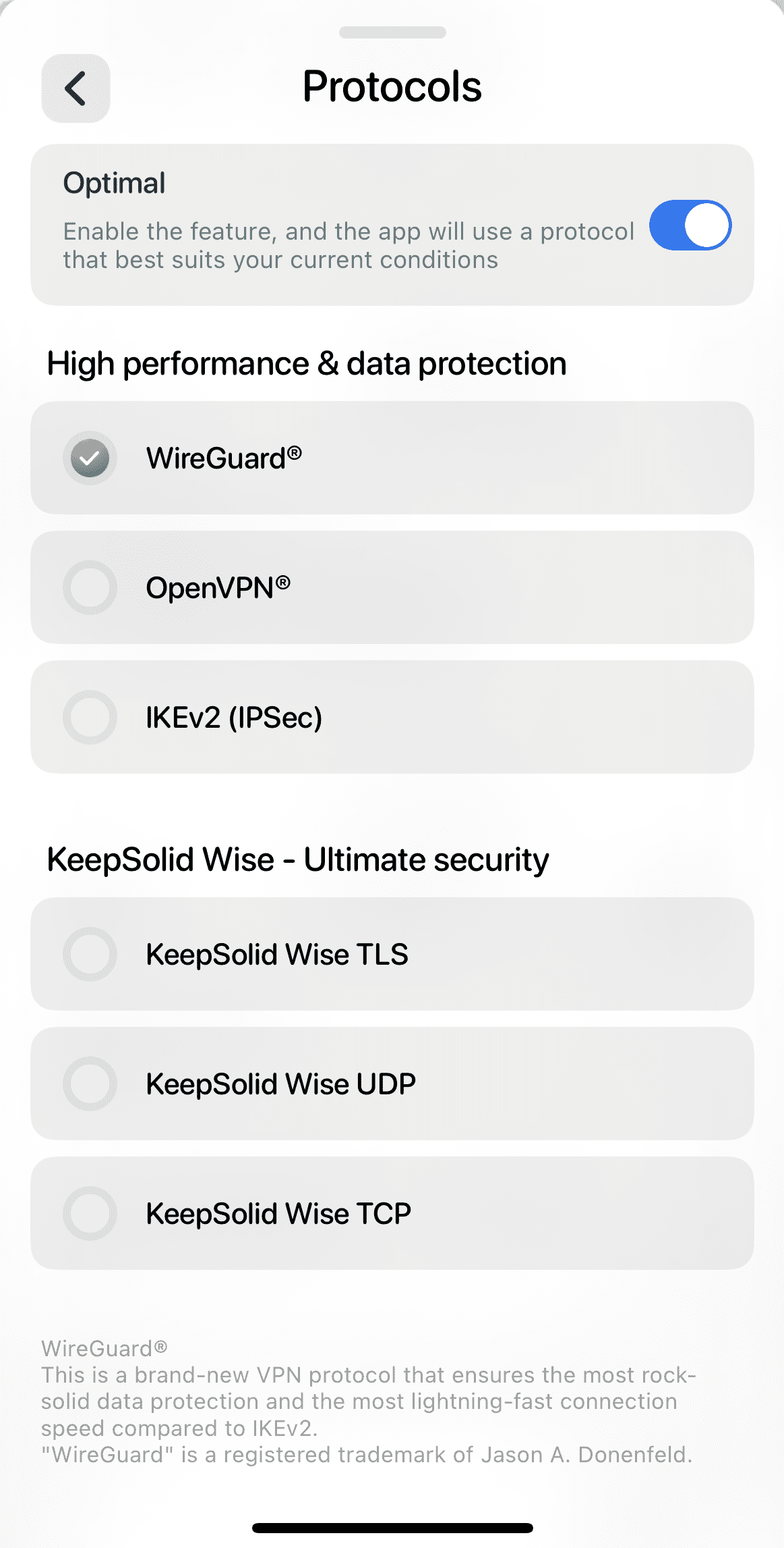 Change VPN protocol