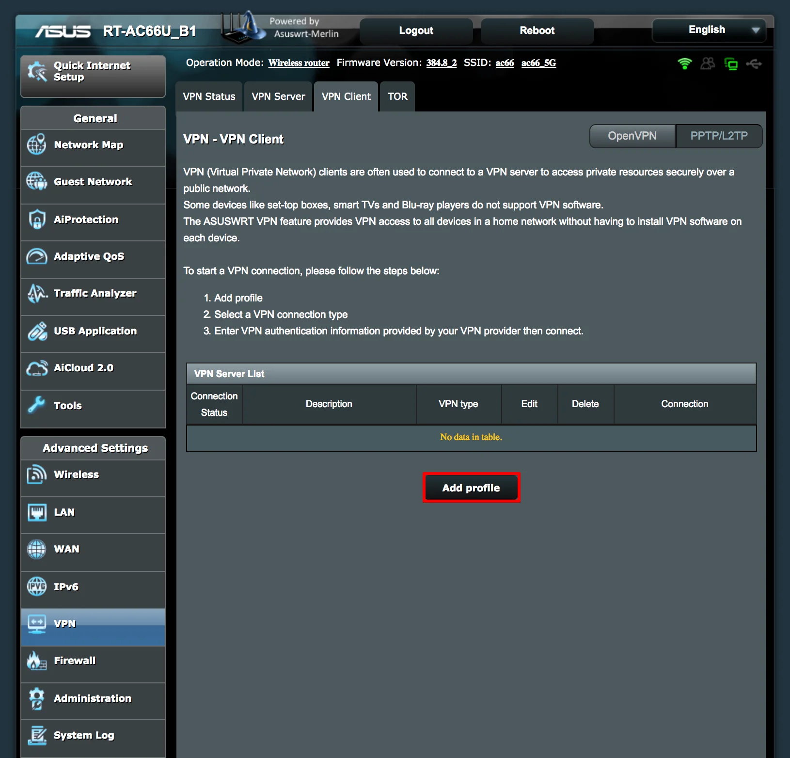 L2TP VPN client: Add profile