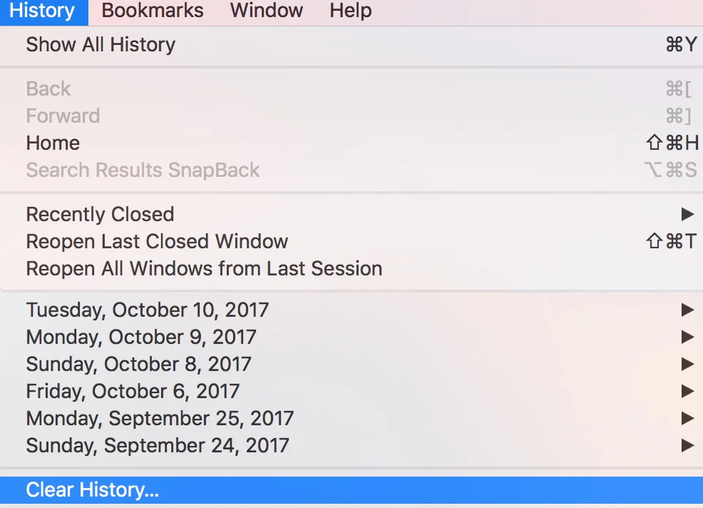 How do cookies affect the VPN? - on macOS - Navigate to History>Clear History