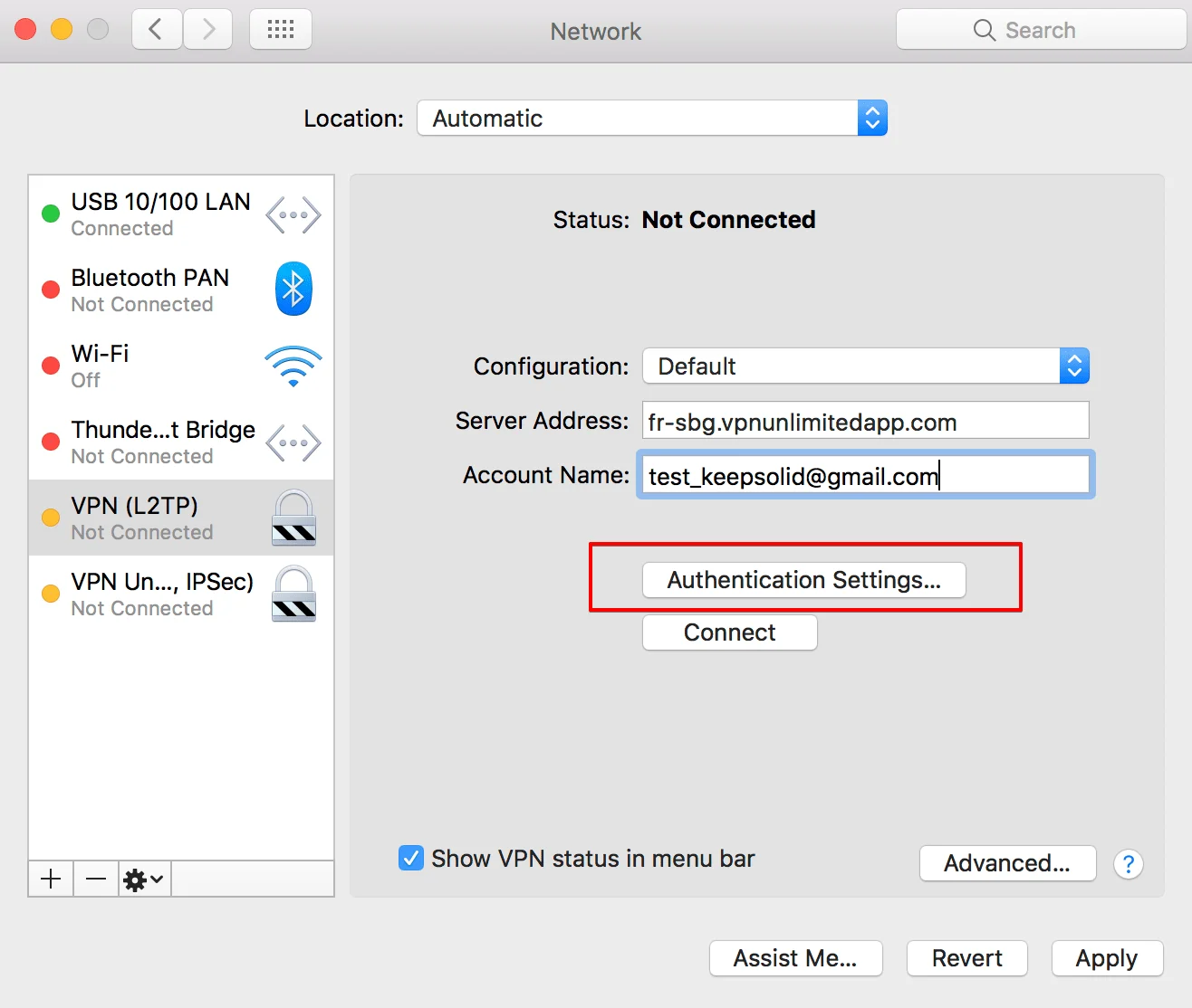 How to share VPN connection over WiFi using Mac - On the same screen, click Authentication Settings