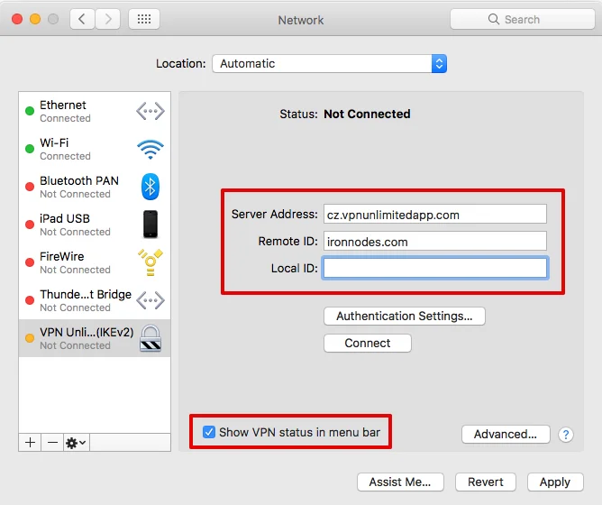 IKEv2 configuration guide for VPN Unlimited