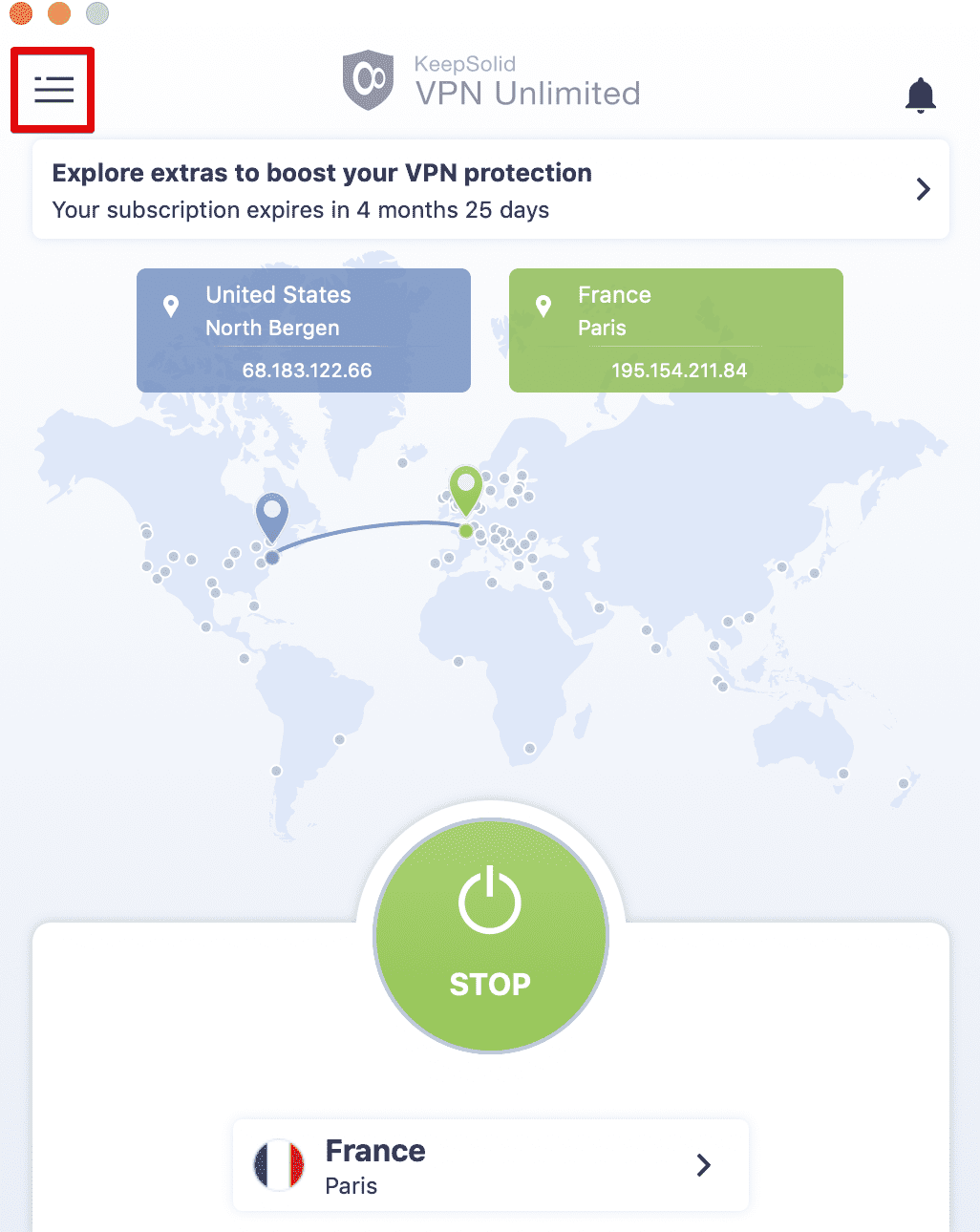 Menu icon of KeepSolid VPN Unlimited on macOS