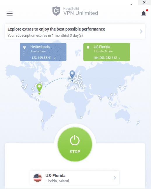 How to use the Main Screen of VPN Unlimited for Windows PC: VPN connection