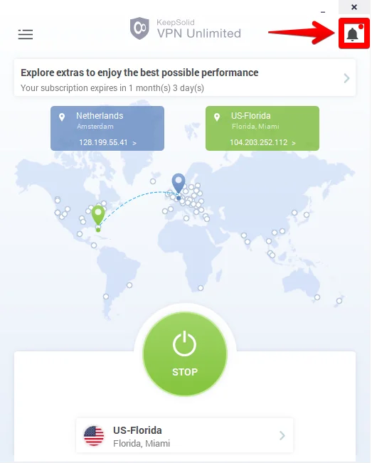 How to use a VPN on PC: Notifications tab