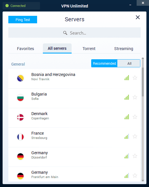 How to use the Servers tab of VPN for Windows PC: Recommended Servers