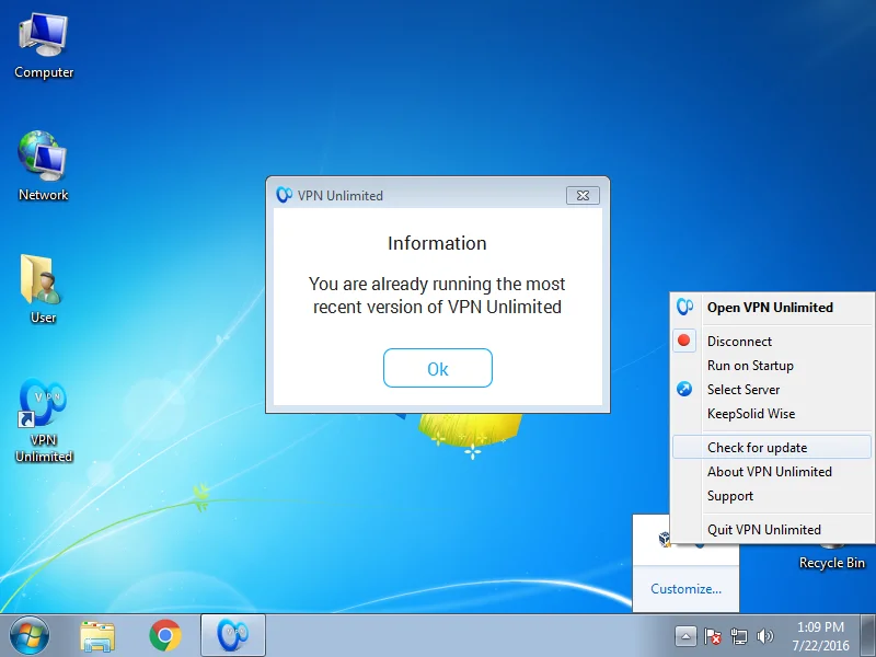 How to install VPN App on Windows 7 - Update to the latest version of the VPN application