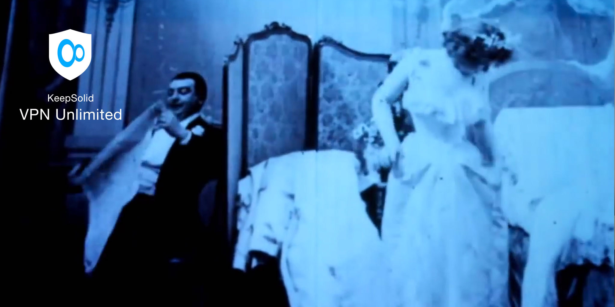 Frame from 1896 Le Coucher de la Mariée, the first erotic movie