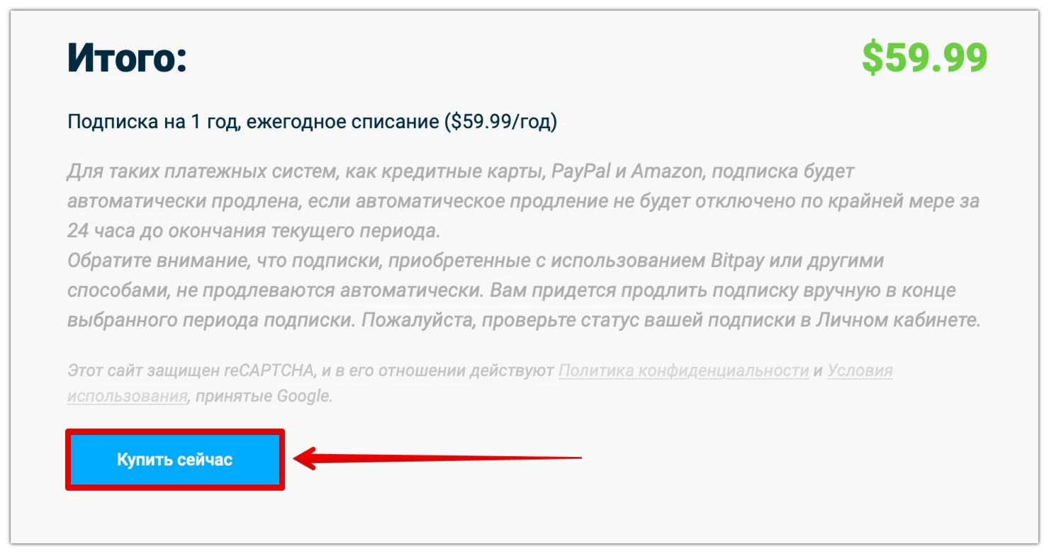 9. Нажмите Купить сейчас, чтобы подтвердить оплату VPN через Google Pay.