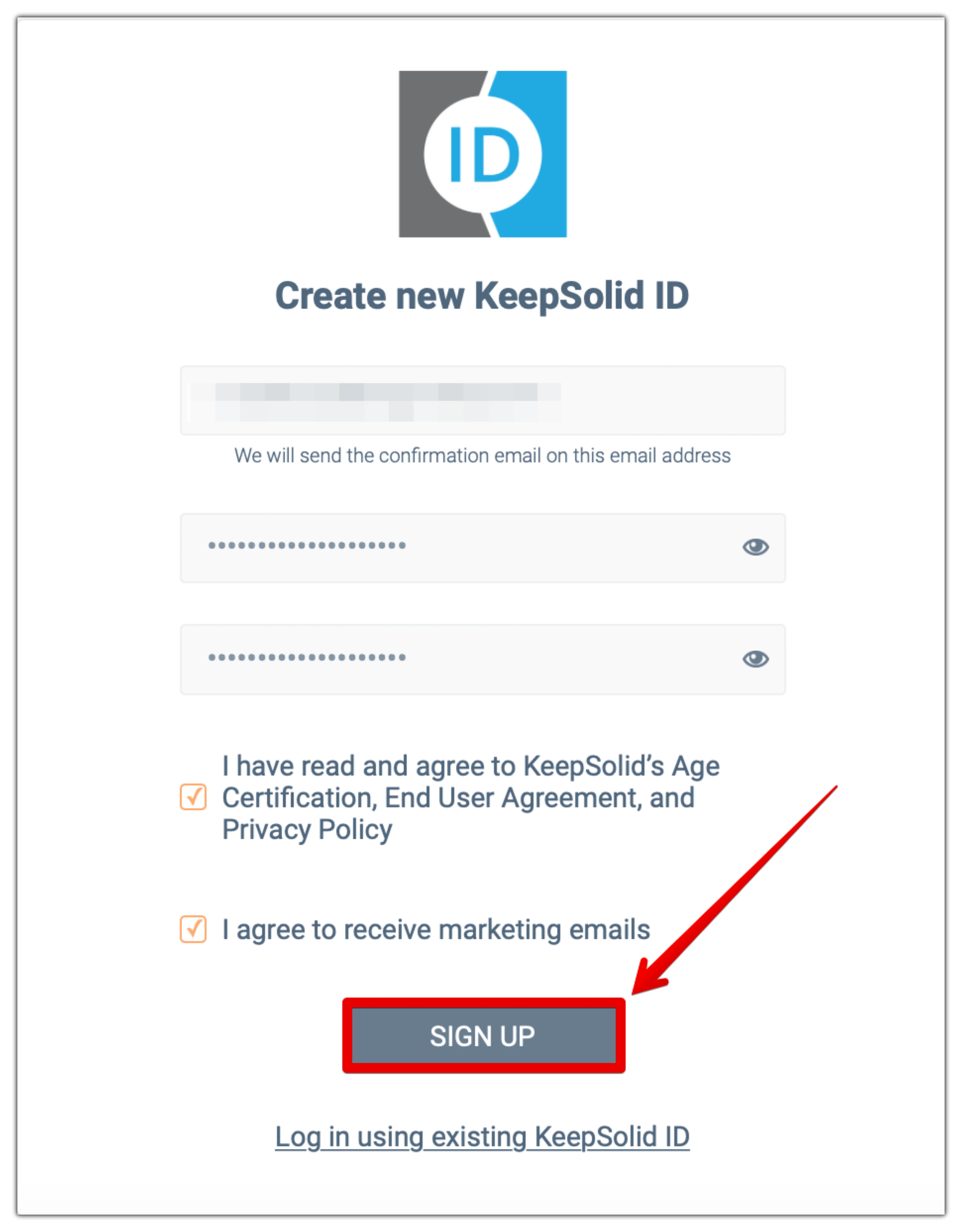Create KeepSolid ID