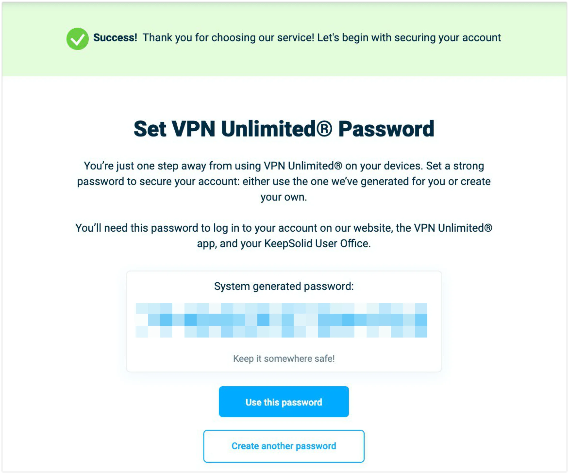 Set VPN Unlimited password