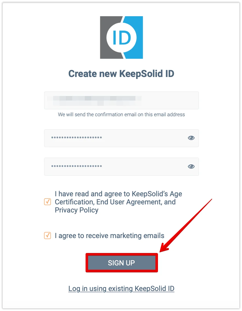 Create KeepSolid ID
