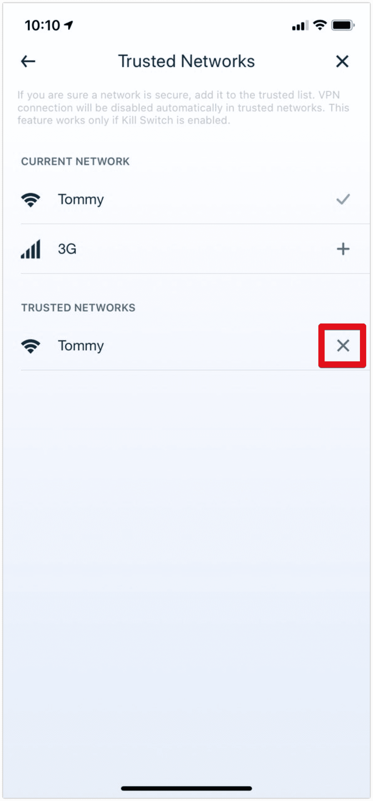 How to remove Trusted Networks on iOS