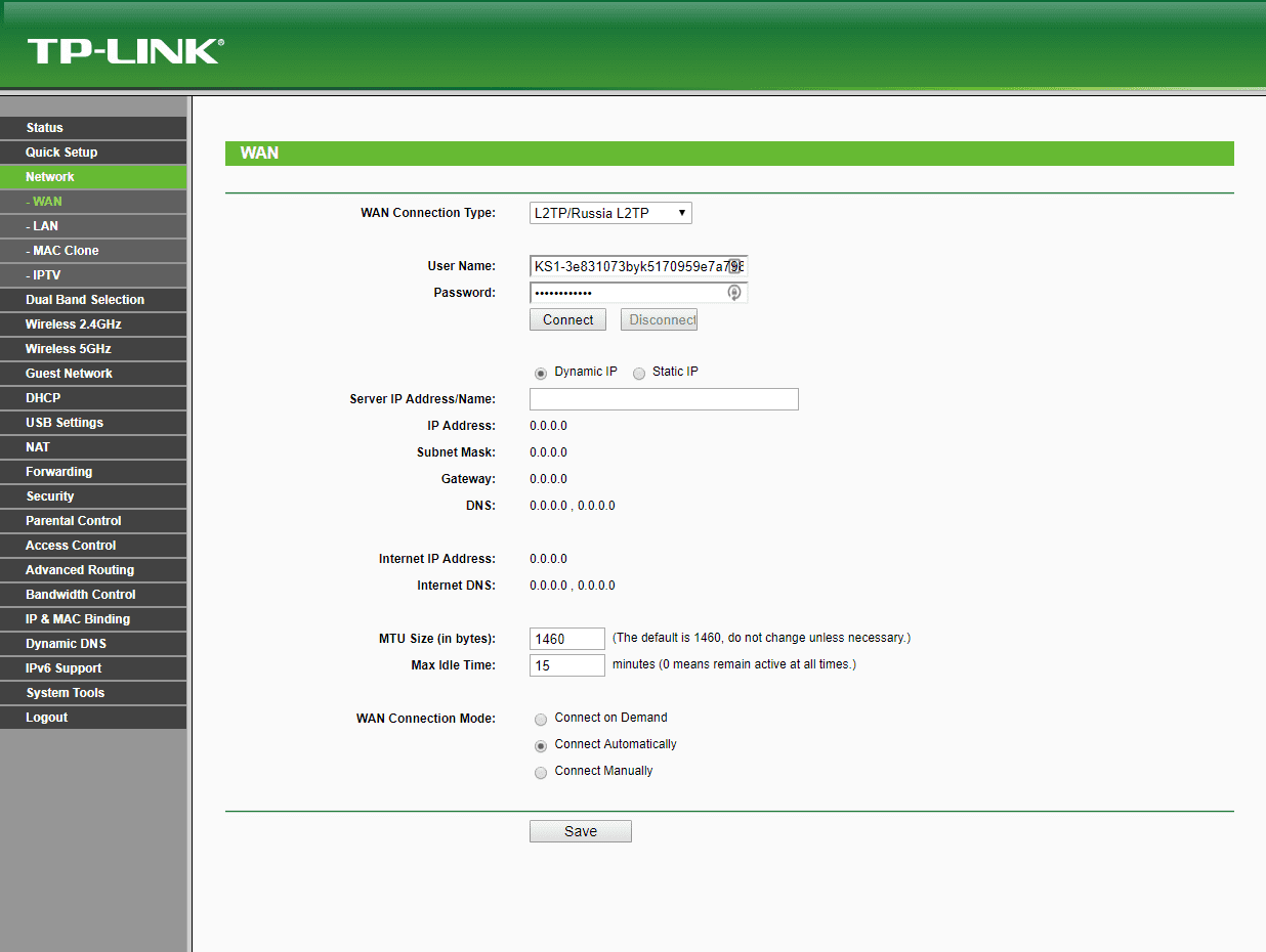 TP-Link VPN - Nom d'utilisateur et mot de passe pour la connexion L2TP
