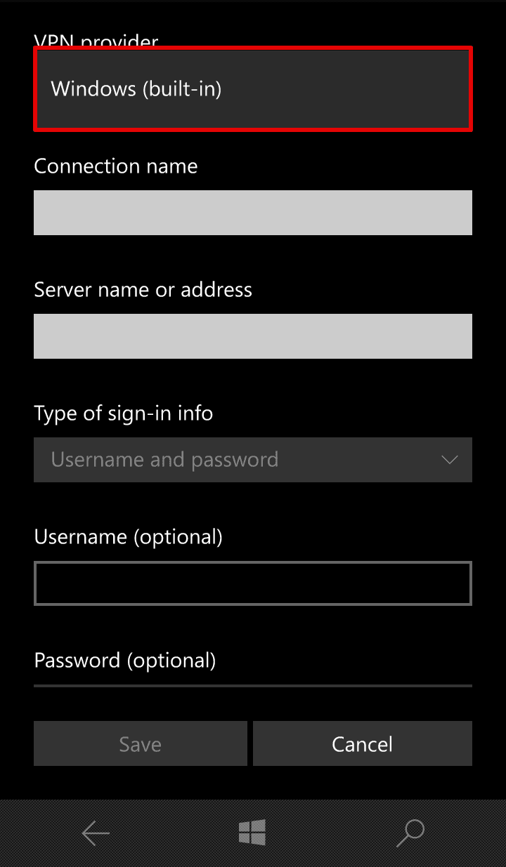 Windows 10 L2TP VPN setup - choosing VPN provider