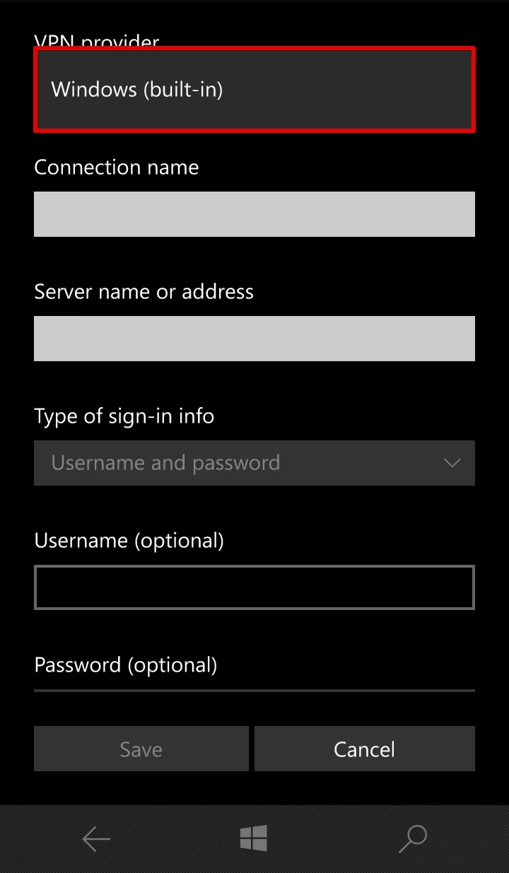 Windows 10 L2TP VPN setup - choosing VPN provider