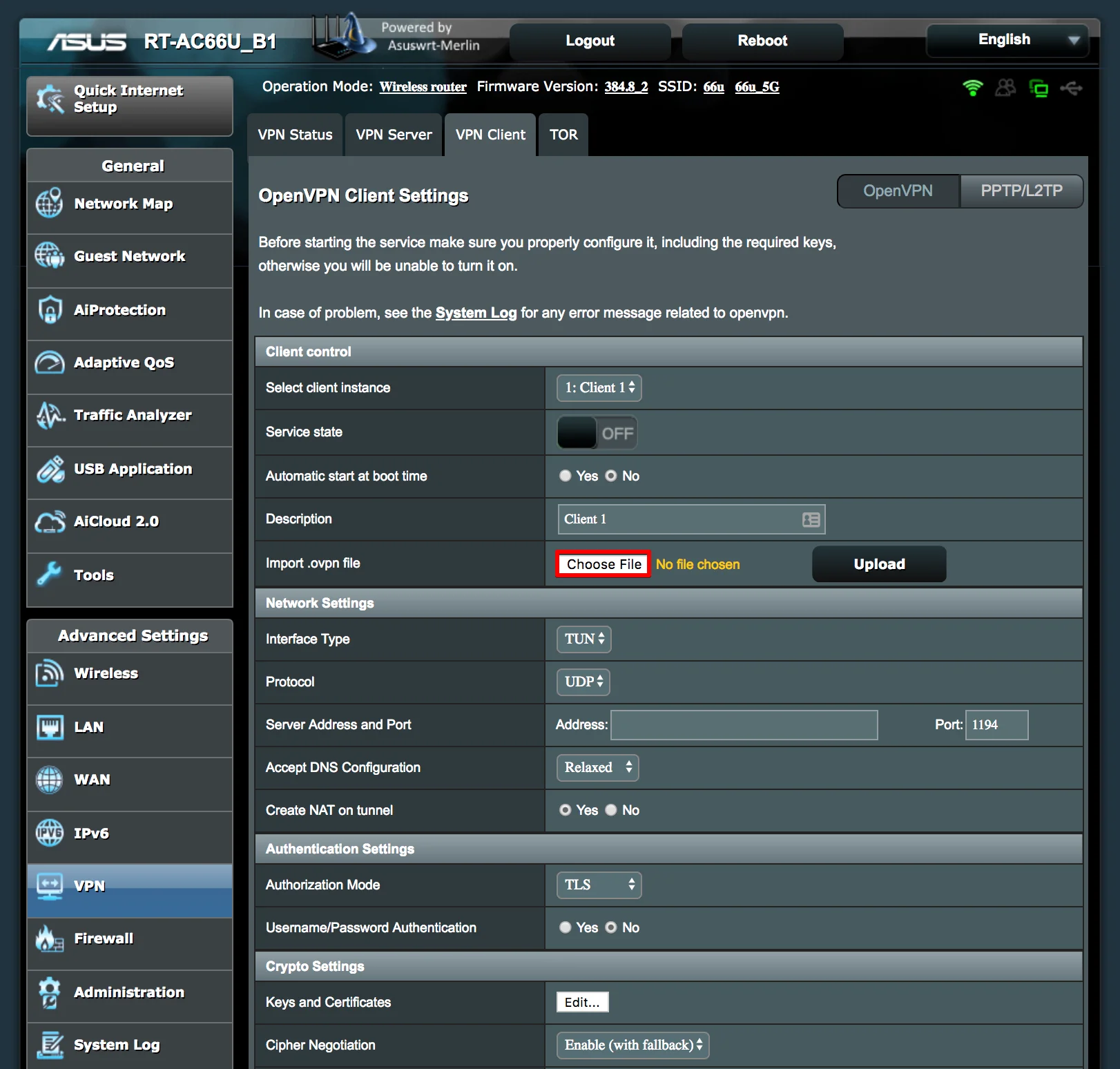 Destructief haar Piket How to setup OpenVPN® Client for Asuswrt-Merlin router - VPN Unlimited