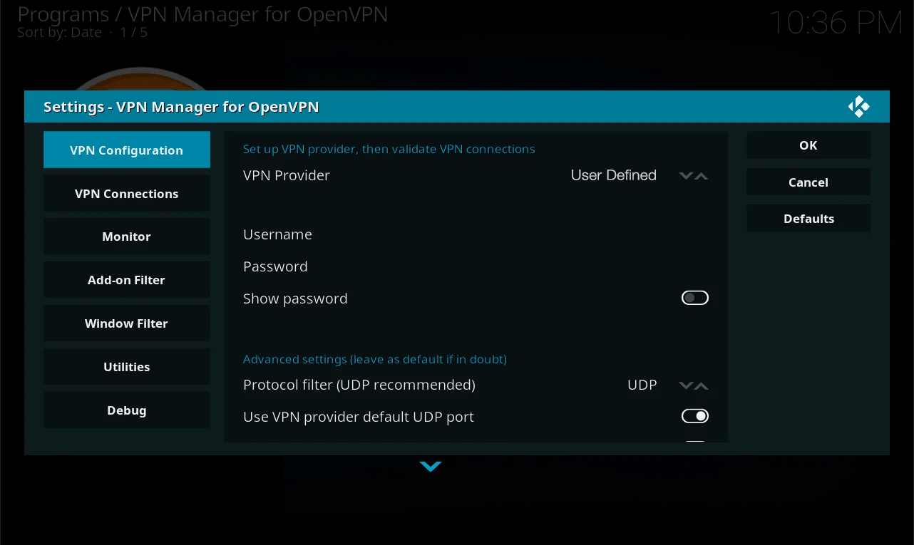 Como instalo o cliente OpenVPN no Kodi?