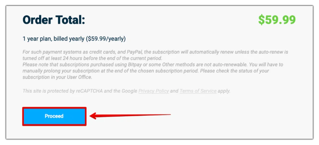 5. Click Proceed.