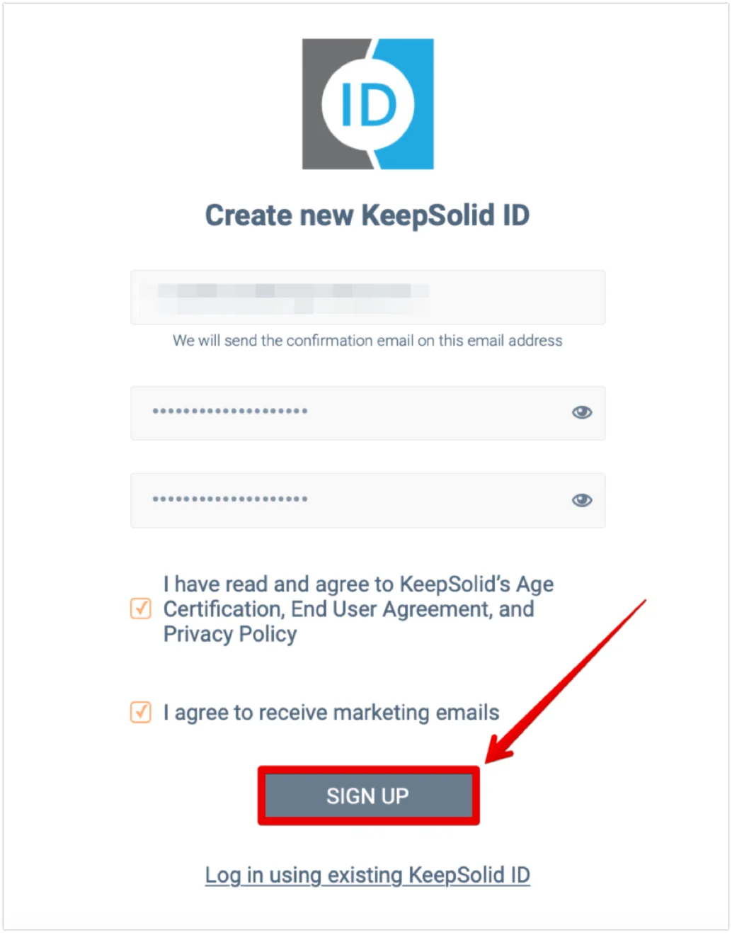 Create KeepSolid ID