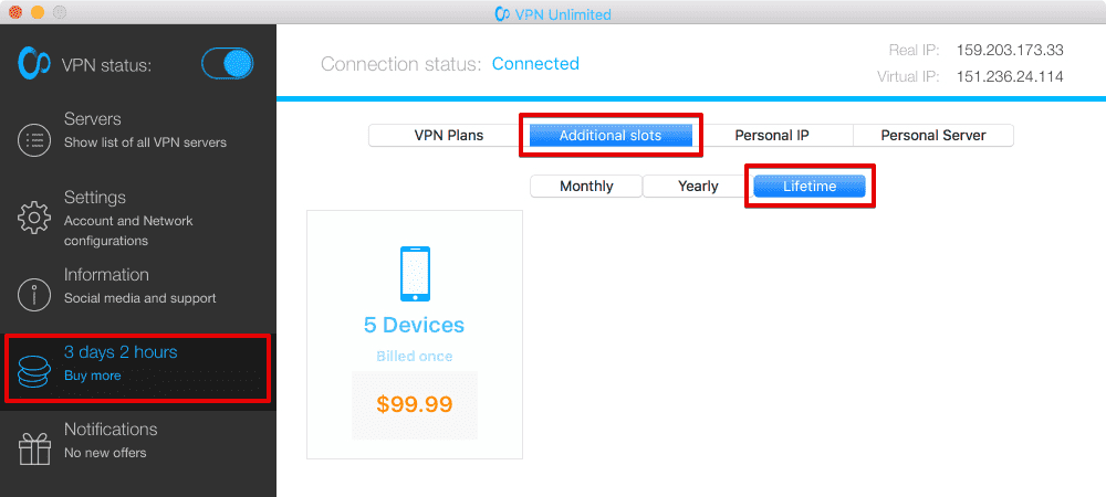  KeepSolid VPN Unlimited additional lifetime device slots purchase screen