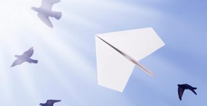 A paper airplane symbolizing messaging apps and VPN that bypasses the blocks