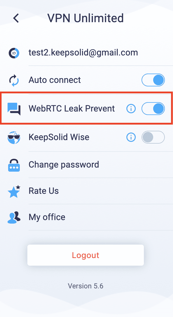  KeepSolid VPN Unlimited extension, WebRTC Leak Prevent feature