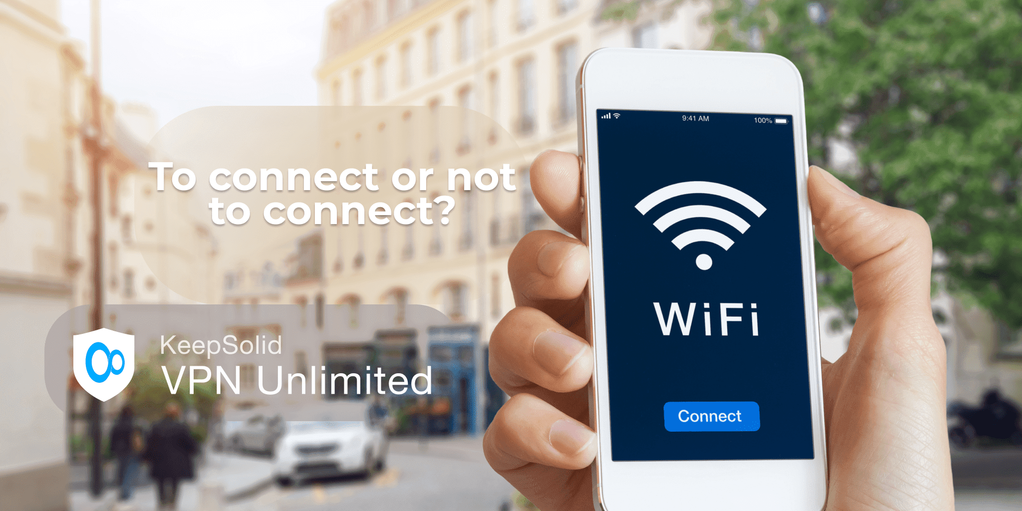 Connection to free public WiFi hotspot in the city street to access internet on iPhone
