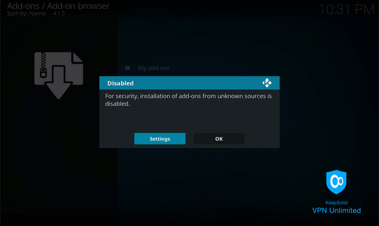 Kodi VPN addon configuration