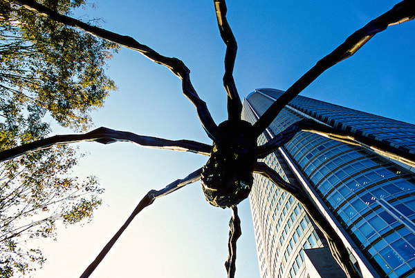 Maman (Spider sculpture) and the Mori Tower, Roppongi Hills, Tokyo, Japan