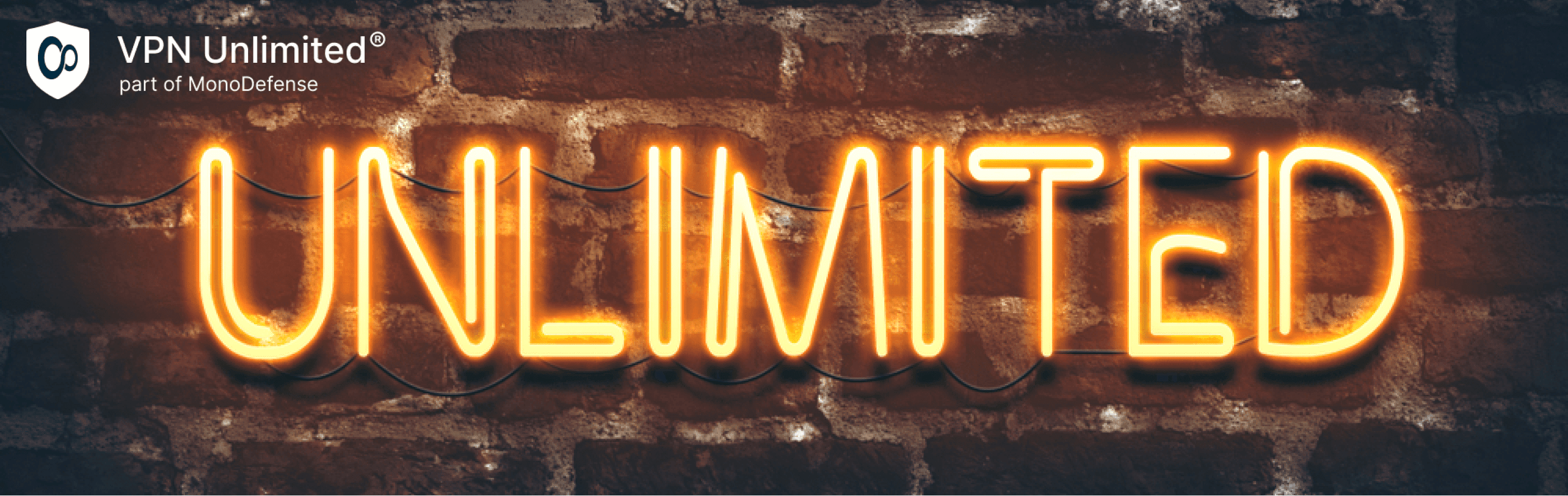 Unlimited neon sign on dark brick wall background, Lifetime VPN deal 2021